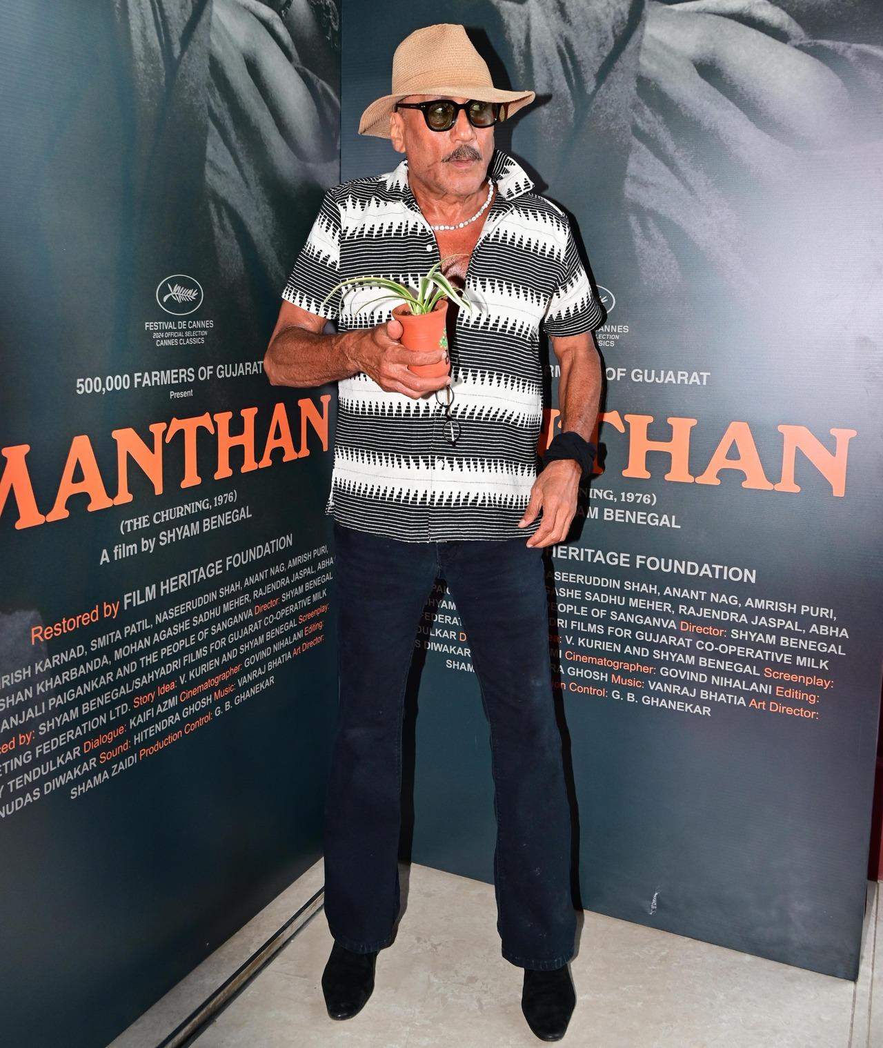 Veteran actor Jackie Shroff also made a dashing entry with his all-time companion - a potted plant. 