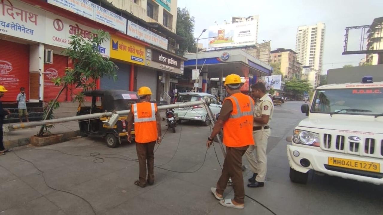 The pole fell on a pedestrian, and he sustained injuries, he said