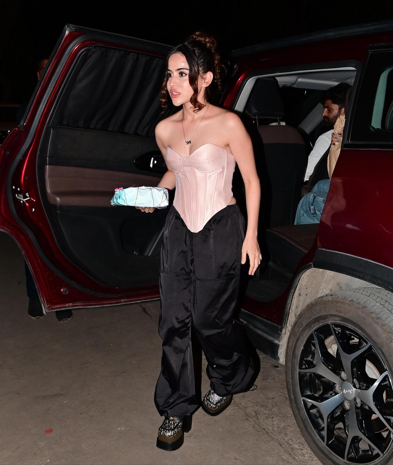 Uorfi Javed looked gorgeous in a baby pink corset top and cargo pants