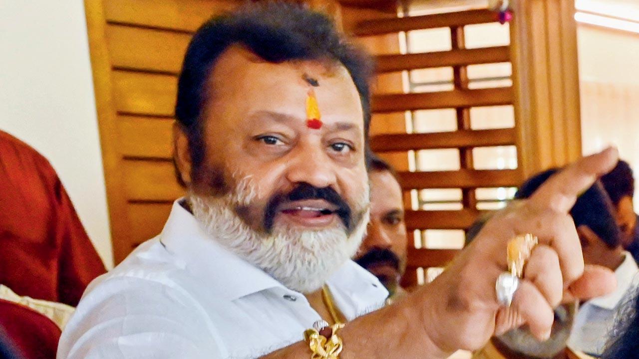 Suresh Gopi celebrates on the day of counting of votes. Pic/PTI