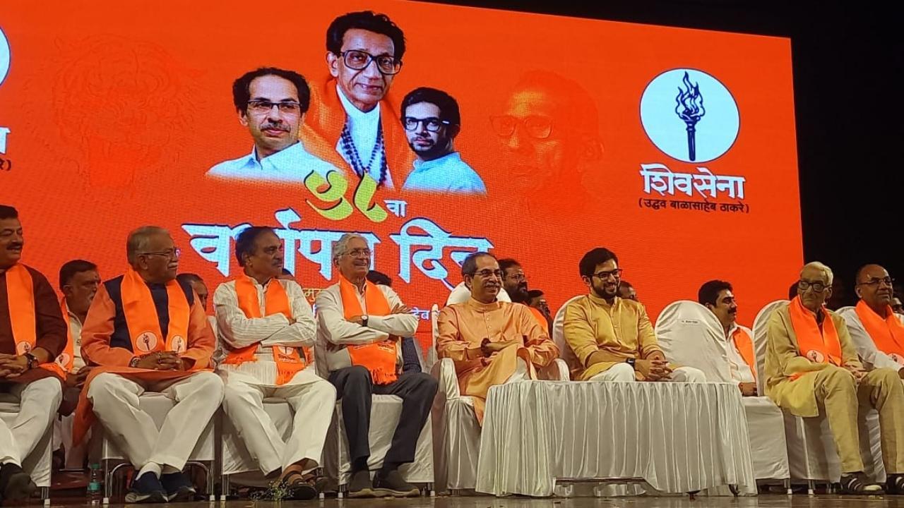 Senior Shiv Sena (UBT) leaders were also present during the party`s formation day. Pics/Sameer Abedi