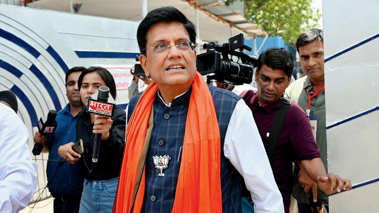 BJP candidate Piyush Goyal at the NESCO Center. Pics/Satej Shinde