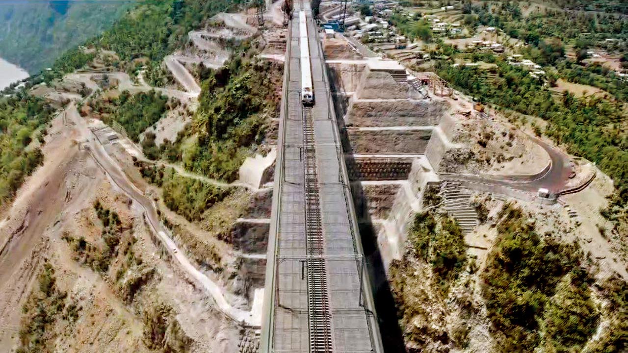 The Chenab Bridge that is 35 metres higher than the Eiffel Tower. File pic