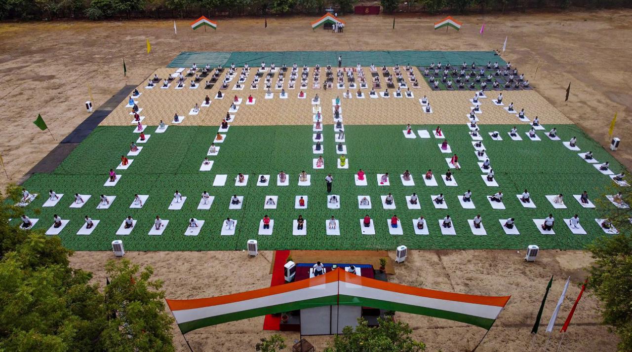 New Delhi: Indian Army personnel perform yoga on the 10th International Day of Yoga, on Friday, June 21, 2024