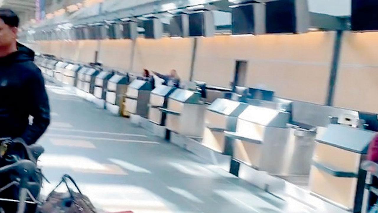 Air India check-in counters without any staff present