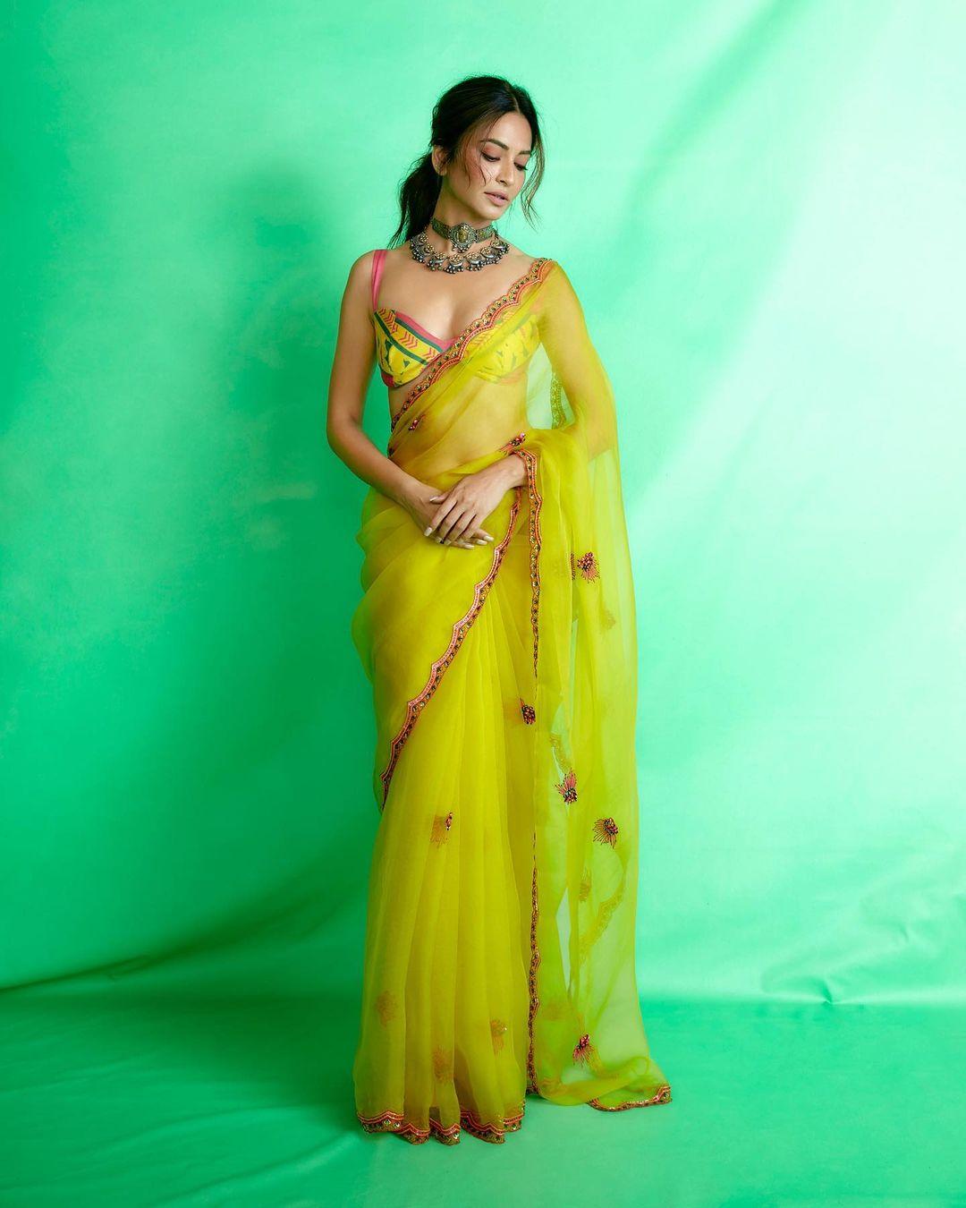 When in doubt, wear a saree. Take cues from Kriti's neon green ensemble to ace your desi avatar