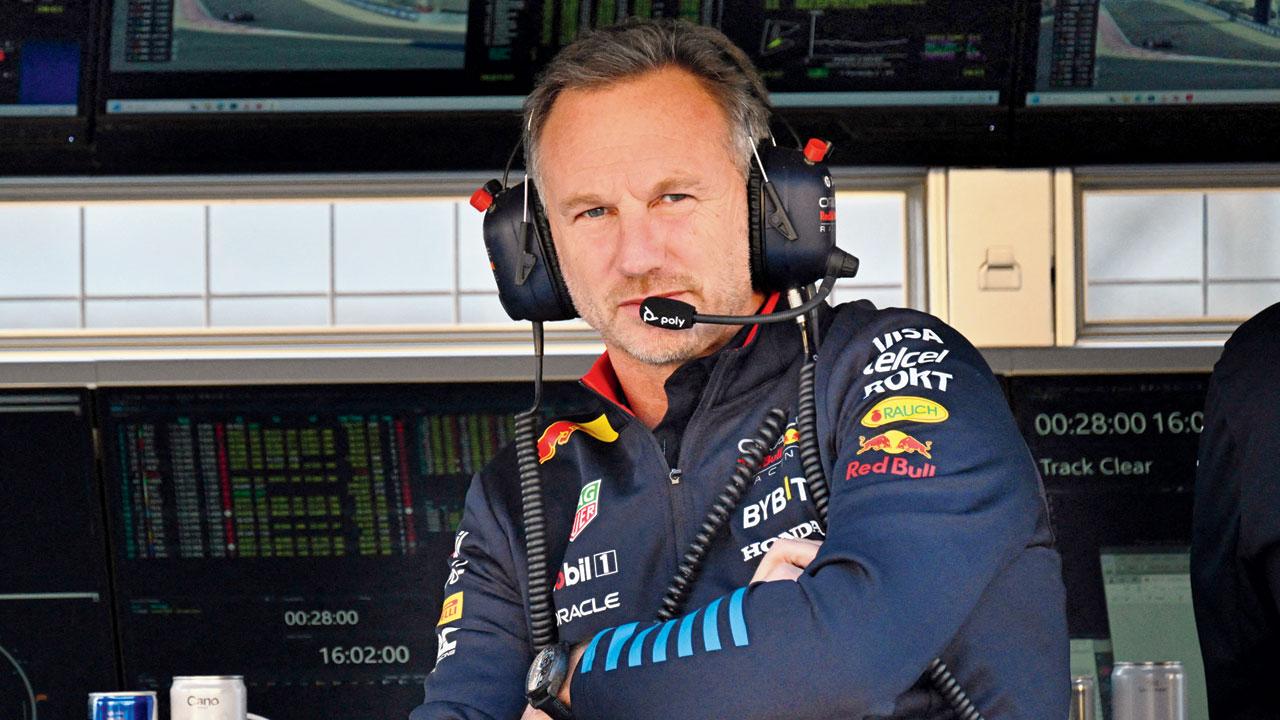 Red Bull’s team principal Christian Horner during the third practice session of the Bahrain Grand Prix yesterday. Pics/AFP