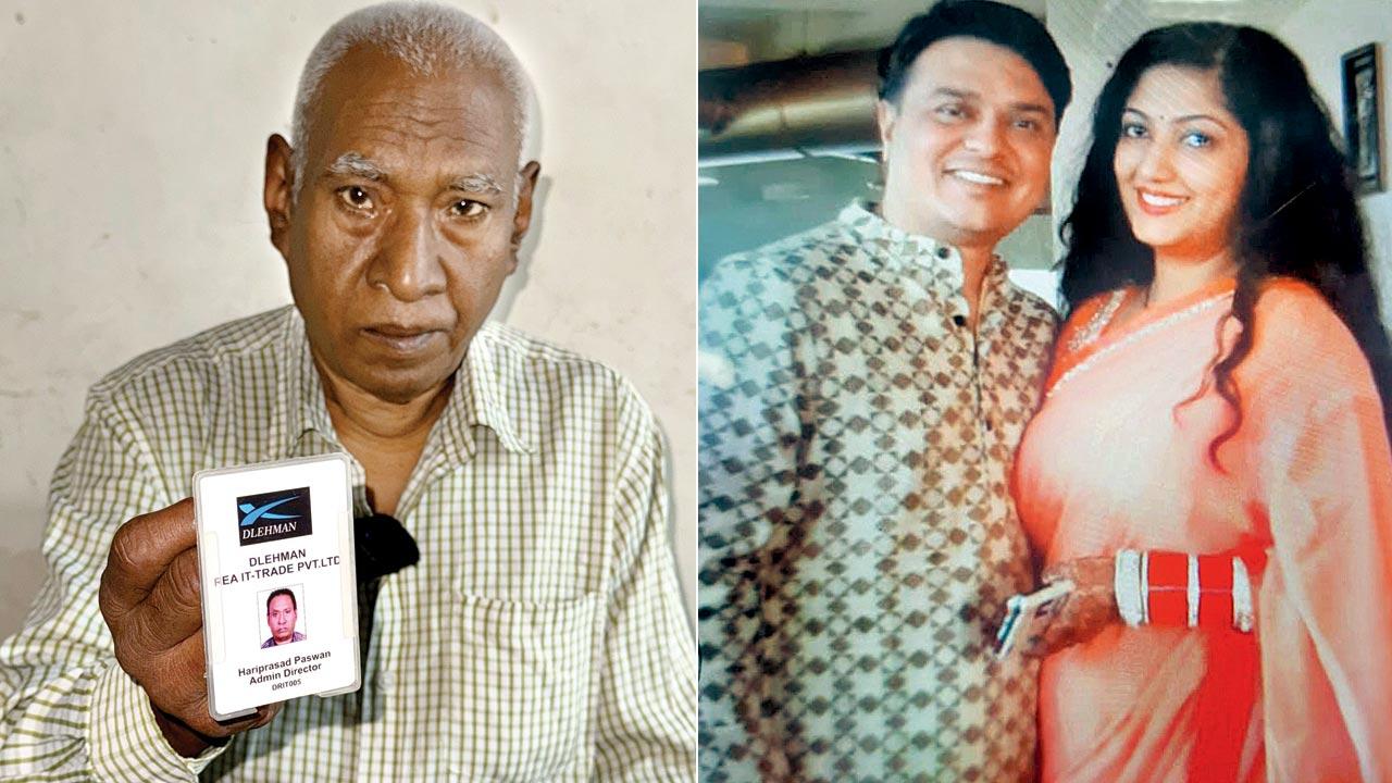 Hariprasad Akaloo Paswan, who has denied being director of Denron Rea-IT Pvt Ltd; (right) Ashesh Kumar and Shivangi Mehta