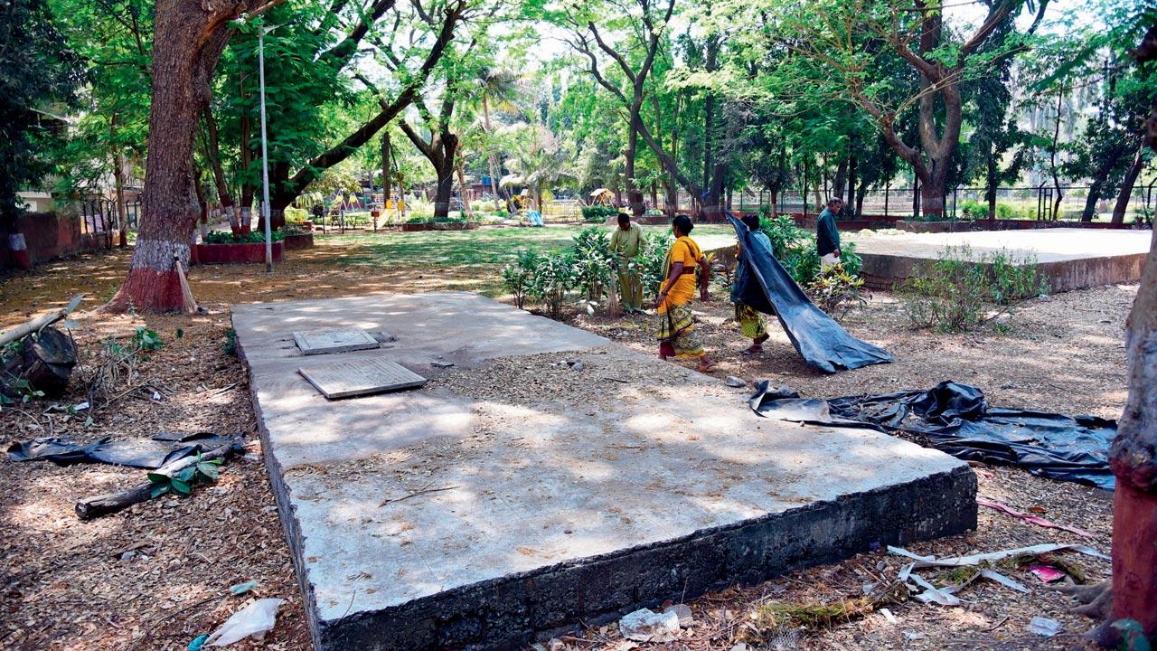 The water tank at Maharshi Karve Garden, Wadala, which was covered after the incident