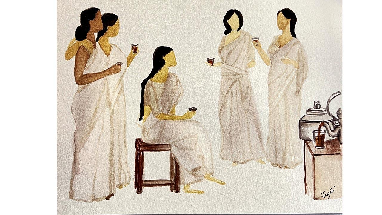Jayati Bose’s watercolour works of leisure-filled scenes depict women living life on their own terms. Pic Courtesy/Jayati Bose