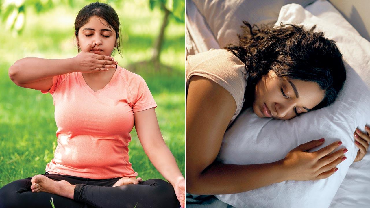 Sleep deprivation can be a silent killer among young adults; (right) Explore alternative forms of wellness like yoga and walking