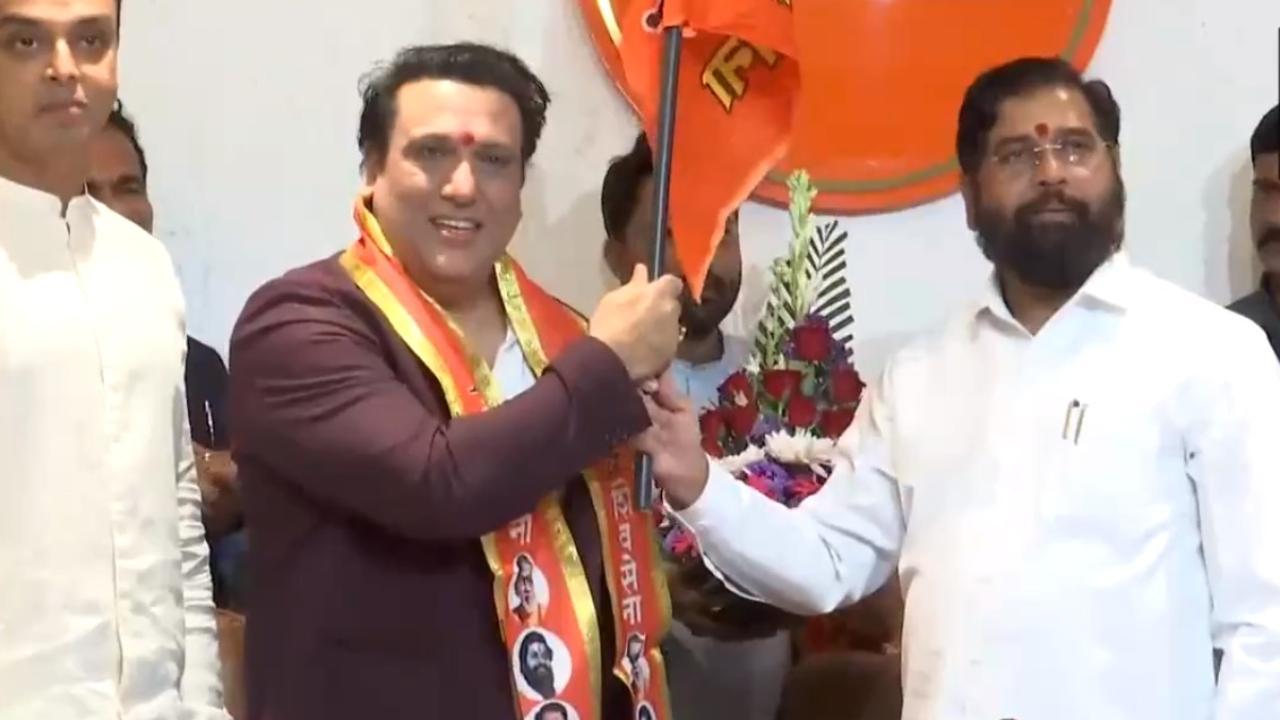Govinda on Thursday joined Shiv Sena. Pic/Screegrab