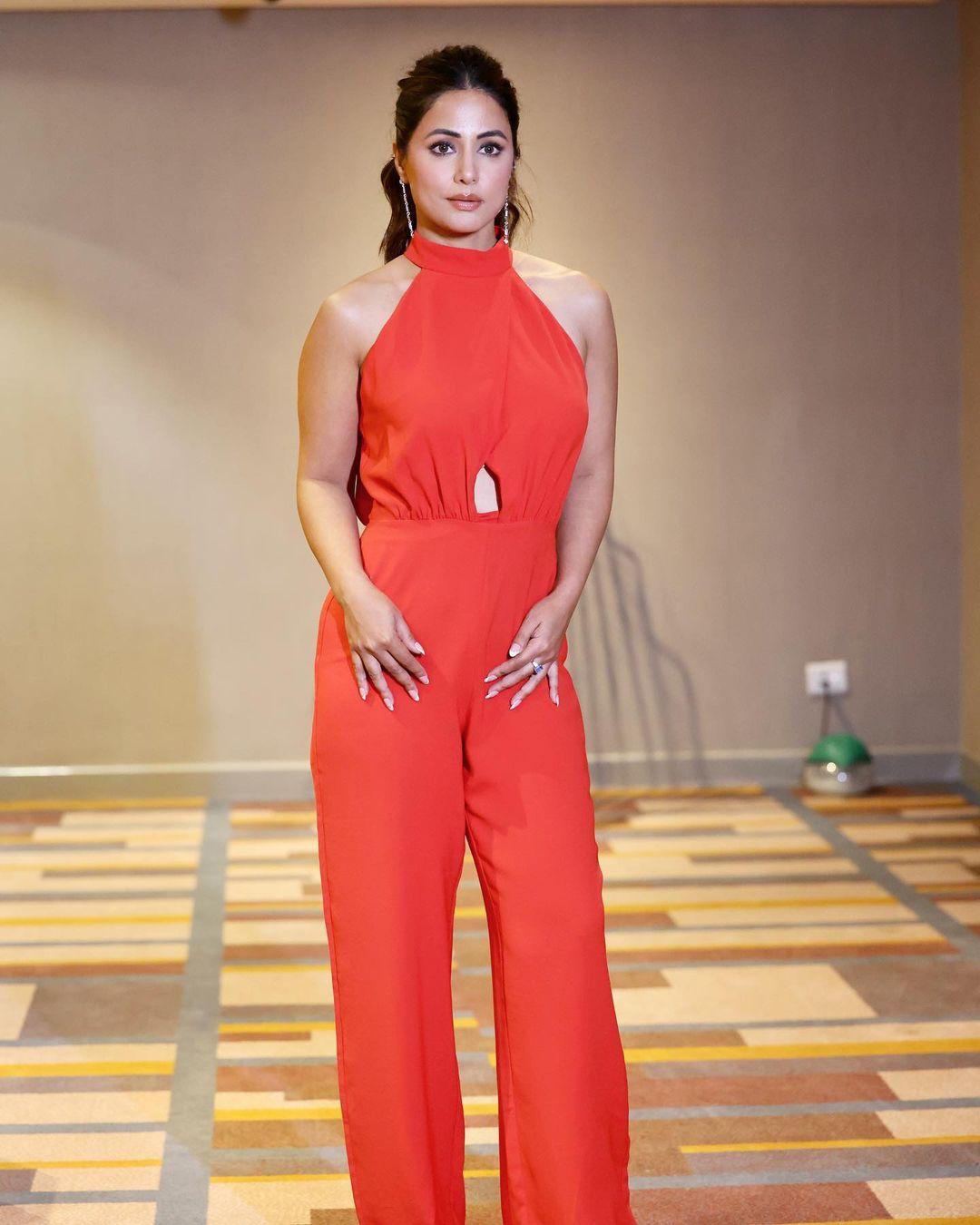 Hina Khan's red jumpsuit is yet another outfit you can wear to ace your look during this summer season