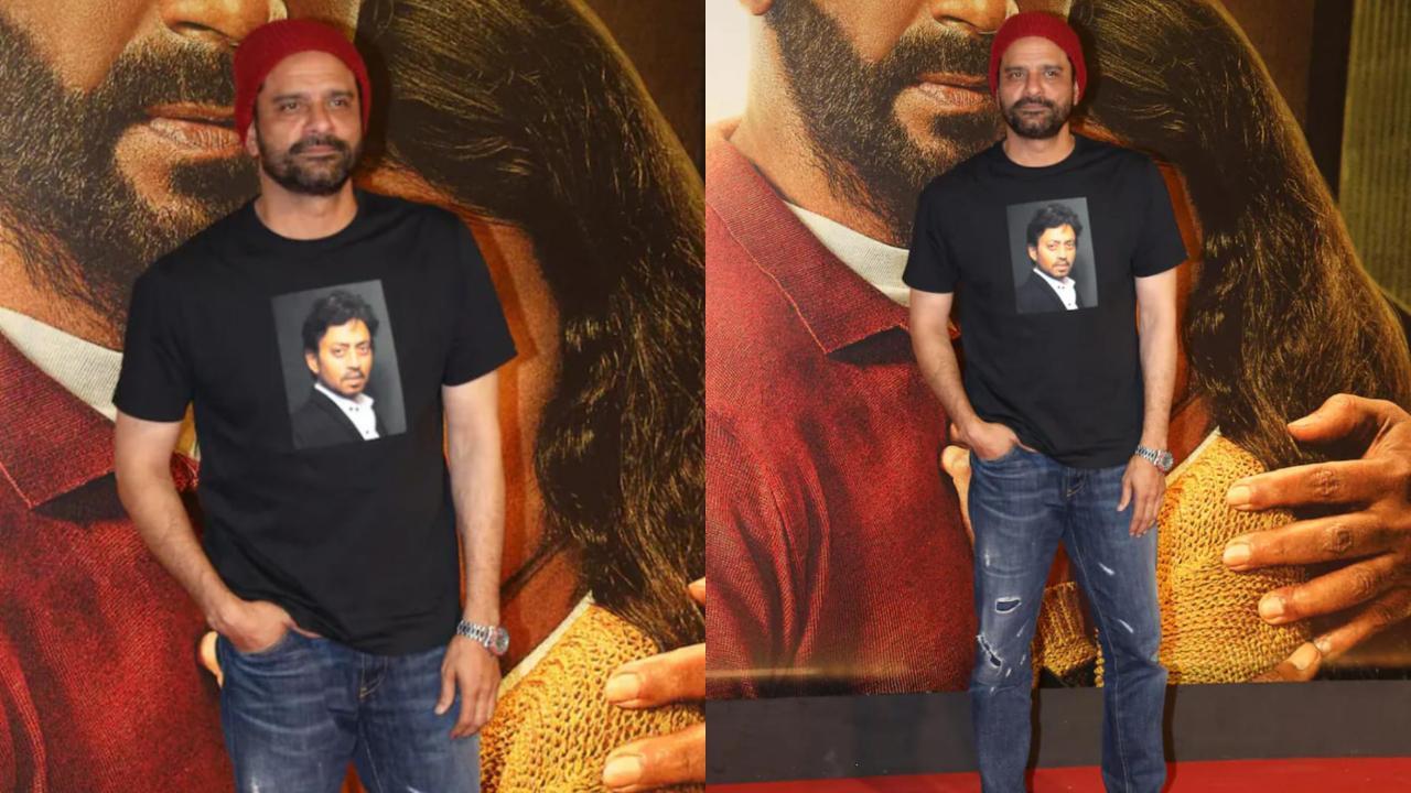 Jaideep Ahlawat pays ode to late actor Irrfan Khan by wearing t-shirt with his photo, see pics