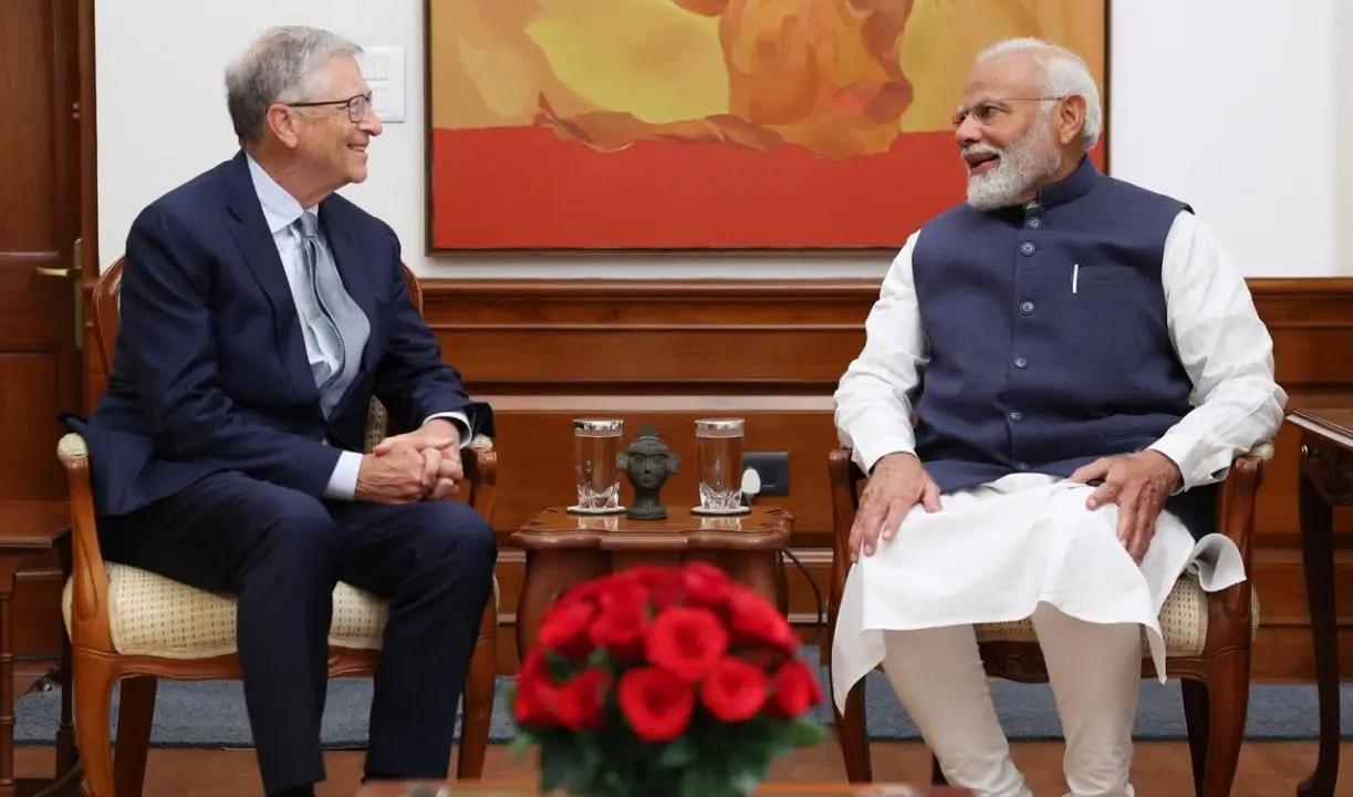 Bill Gates and PM Narendra Modi. Pic/X