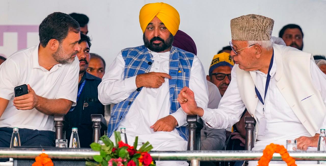 Kejriwal's wife Sunita also joined the INDIA bloc leaders on stage. She will be reading out a message from her husband, who has been arrested by the Enforcement Directorate in a money laundering case linked to the now-scrapped Delhi excise policy