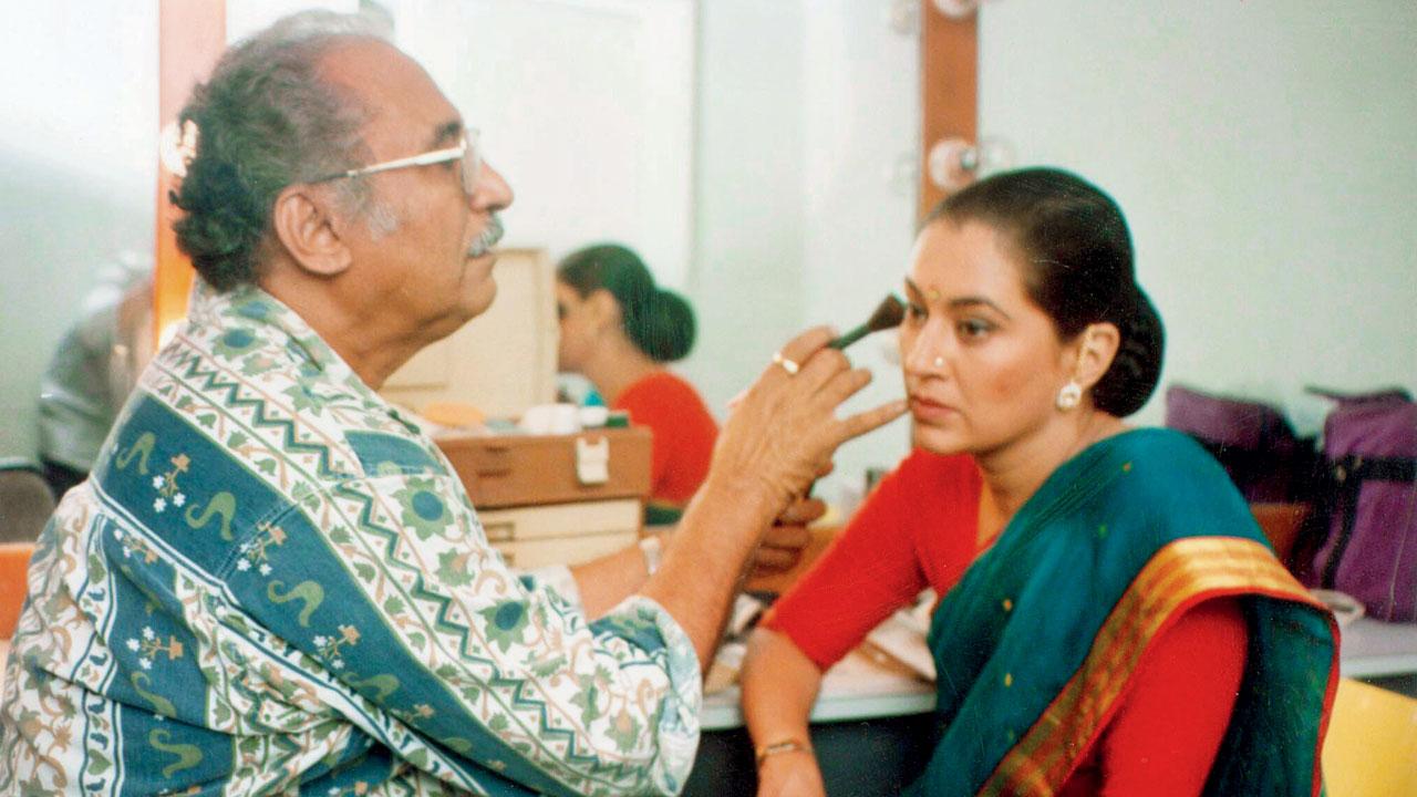 The make-up artiste with the late Priya Tendulkar. FILE PIC