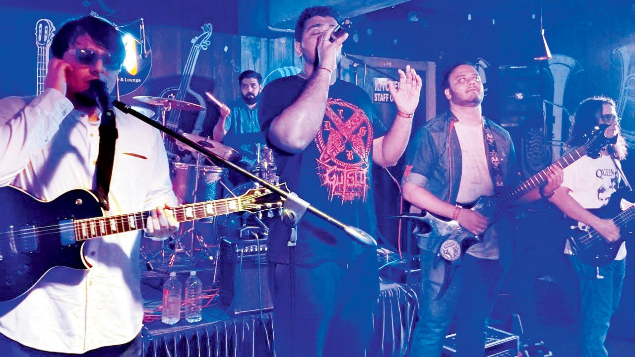 Siddharth Thomas (second from left) of Rotten Kitten at an earlier gig