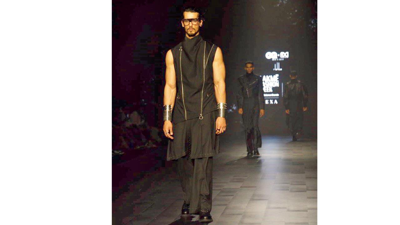 Arjun Saluja’s Rishta collection upended the menswear shapes and silhouette with a sweeping sense of volume and proportion