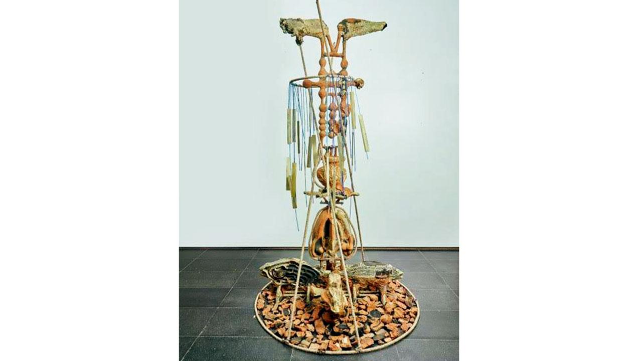 A sculpture by Tandel currently on display at Indian Ceramics Triennale exhibition in New Delhi