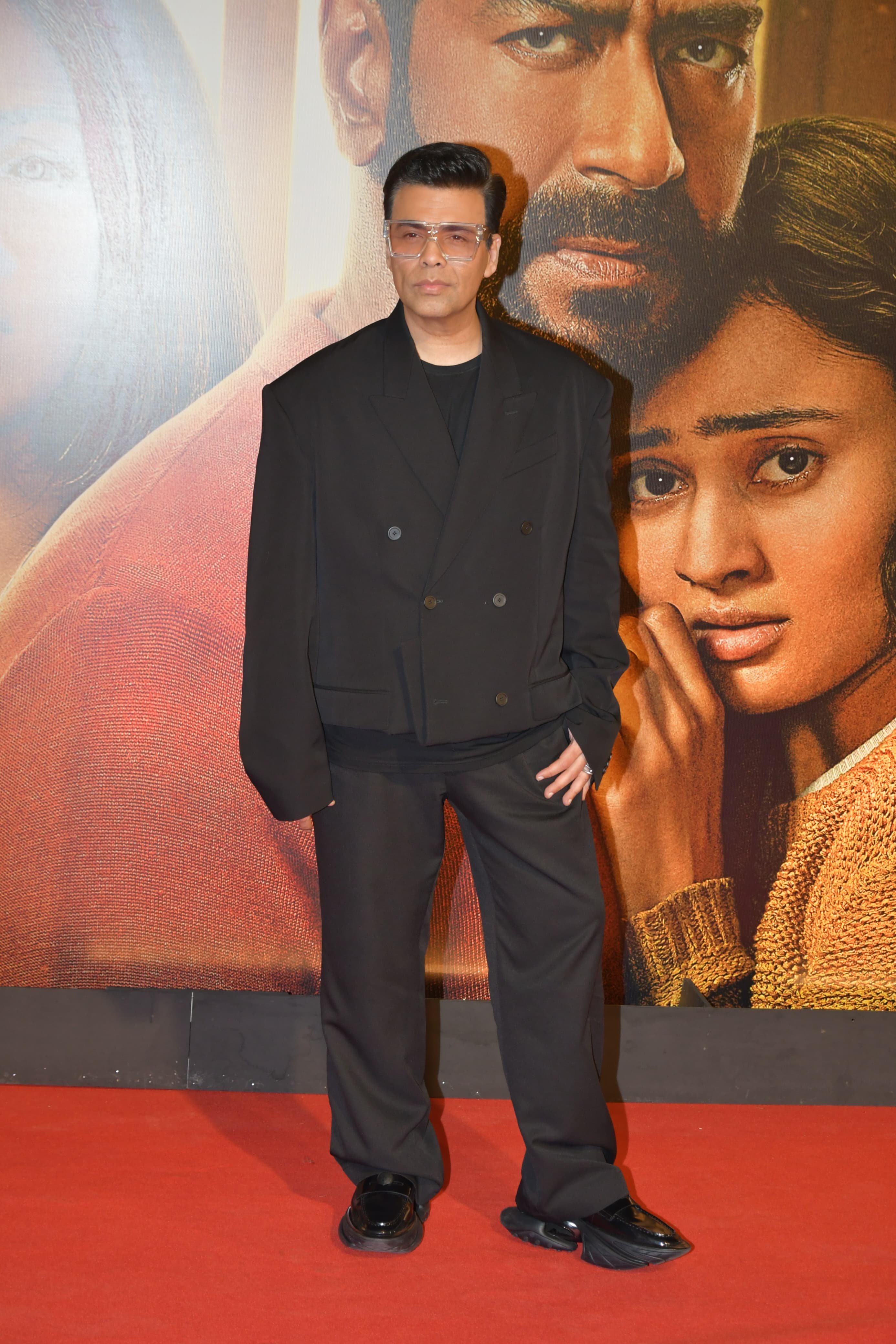 Karan Johar aced his look as he went for the star-studded screening of Shaitaan