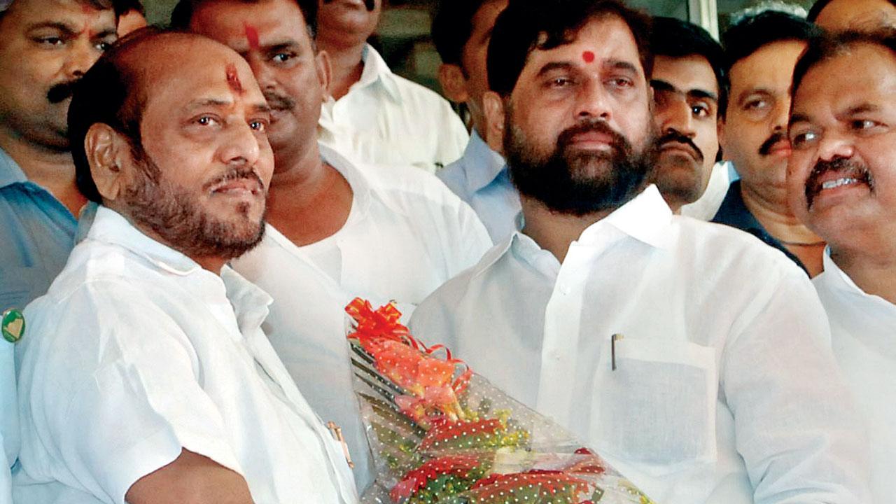 Eknath Shinde and Ramdas Kadam at the Assembly. Pic/Shadab Khan