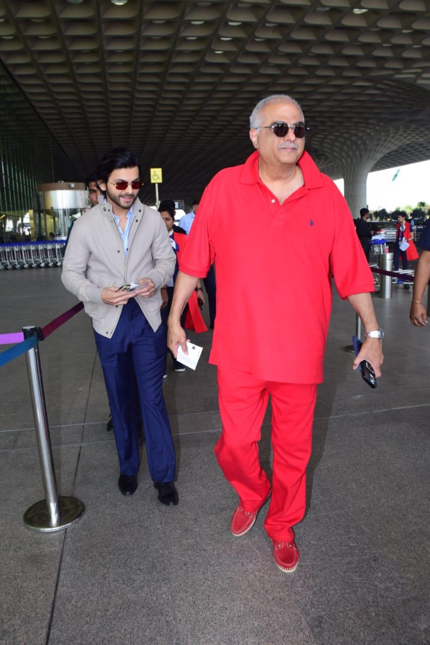 Boney Kapoor was spotted at the airport with Shikhar Paharia, who is rumoured to be dating Janvi Kapoor