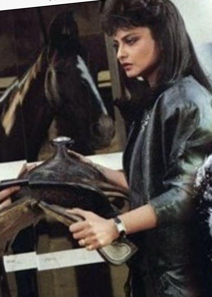 Khoon Bhari Maang is remembered for Rekha's bold leather look, featuring a black T-shirt, leather pants, a jacket, knee-high boots, and a rifle. 