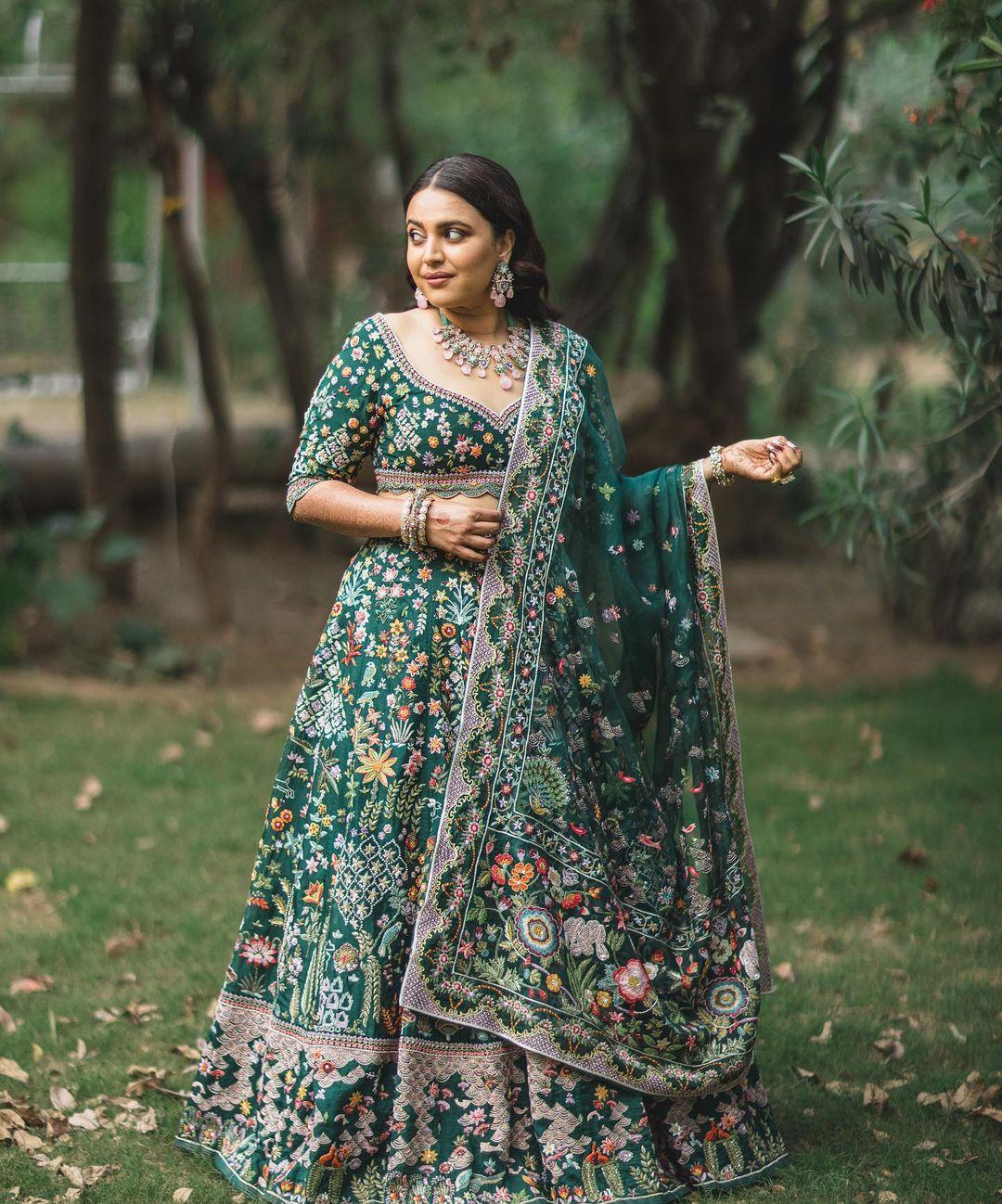 If you have a grand Iftar party to attend and want a heavy outfit to slay your look, then go for Swara's lehenga look. The actress wore a stylish green heavily embroidered lehenga set, which she paired with matching jewellery. This look is perfect to garner a lot of attention towards you