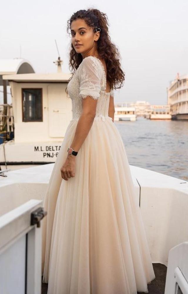 In this look, the actress wore a stunning white gown, which is a perfect fit for a bride seeking outfit inspiration