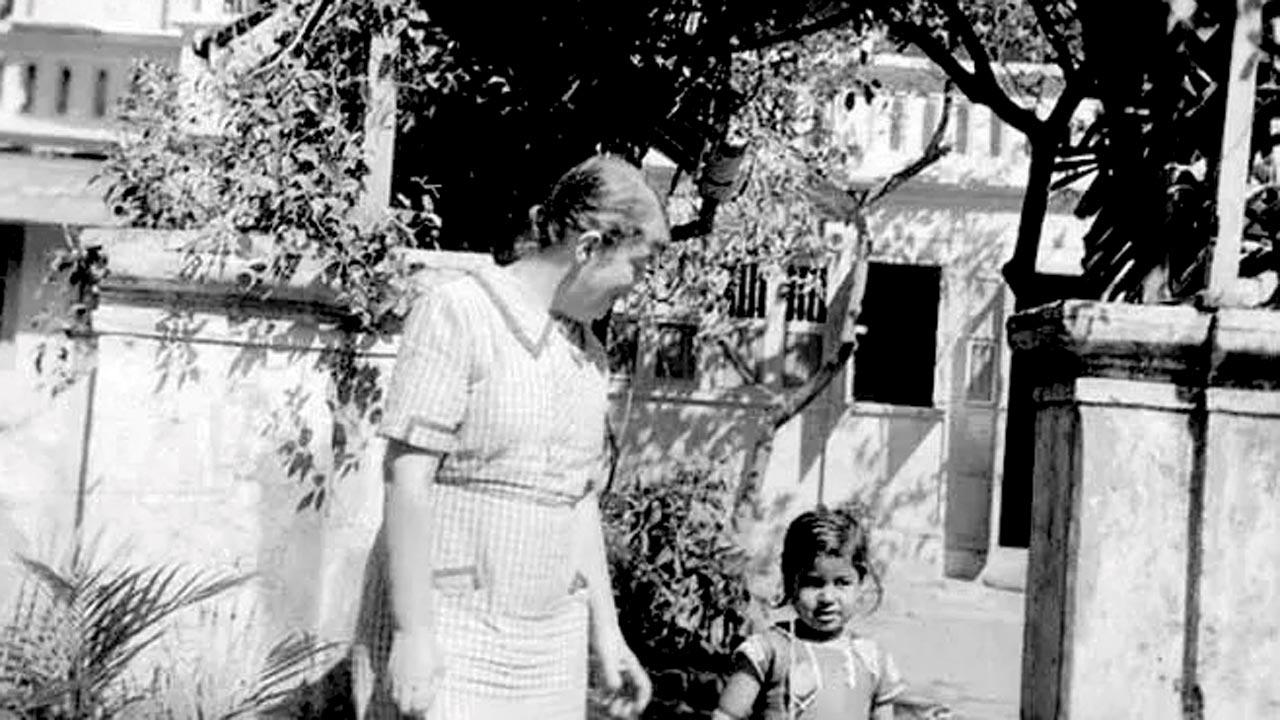 Acharya’s painter wife, Magda Nachman, outside their 56 Ridge Road home, Bombay, 1937-38. Pic Courtesy/Lina Bernstein & Sophie Seifalian 