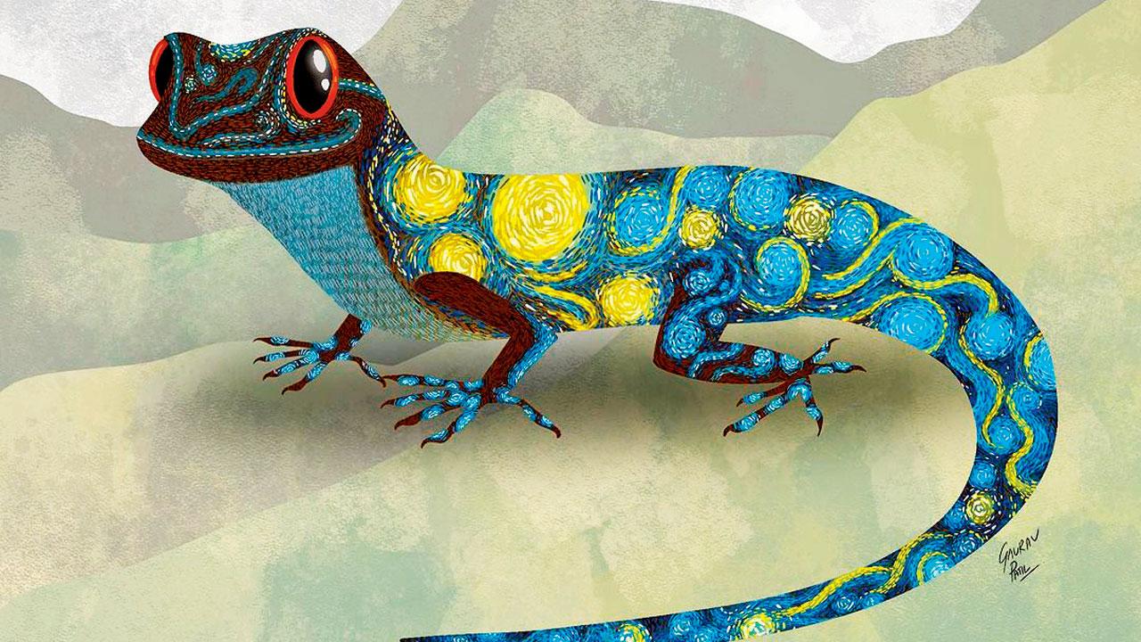Patil’s illustration of the Cnemaspis vangoghi. Pic Courtesy/Instagram