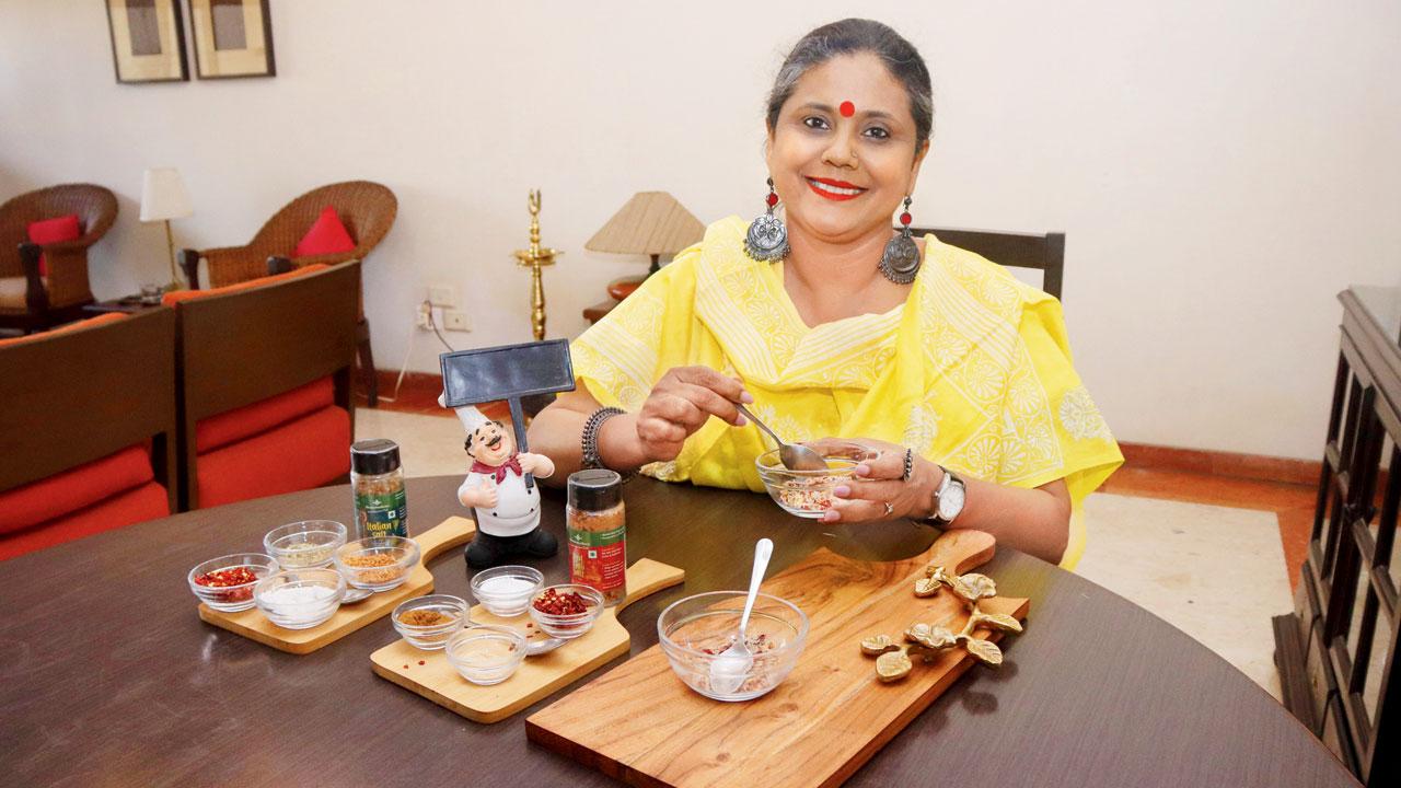 Varsha Rajan Berry’s family always had a bottle of red chilli salt at their table, which inspired her to craft and sell flavoured salts for her brand, Homemakerz, which she runs with her sister-in-law Anuradha Chandra. PIC/ANURAG AHIRE