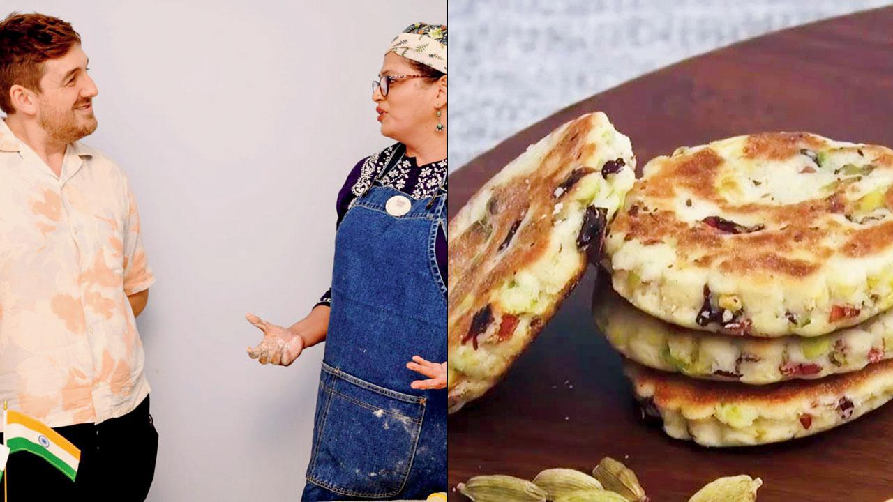 Mitchell Theaker and Desiree Bradford (right) Welsh cakes