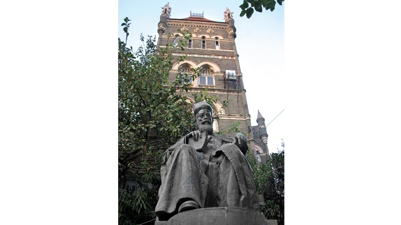 Dadabhai Naoroji finds himself celebrated across Mumbai, like in this statue outside Oriental Building in Fort. Mrs Postans writes that she had visited some of the English schools and met students who were tested in their ability, including Dadabhoy Naoroji, who, she testified, ‘rendered himself conspicuous by information he possessed’. Pic/Getty Images