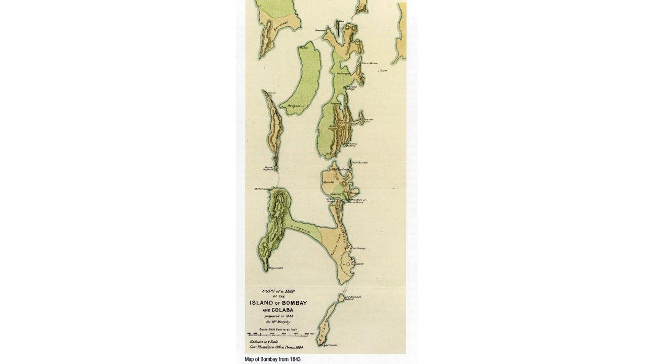 A map of Bombay dated 1843 depicting the seven islands. Pic Courtesy/Making of A Metropolis