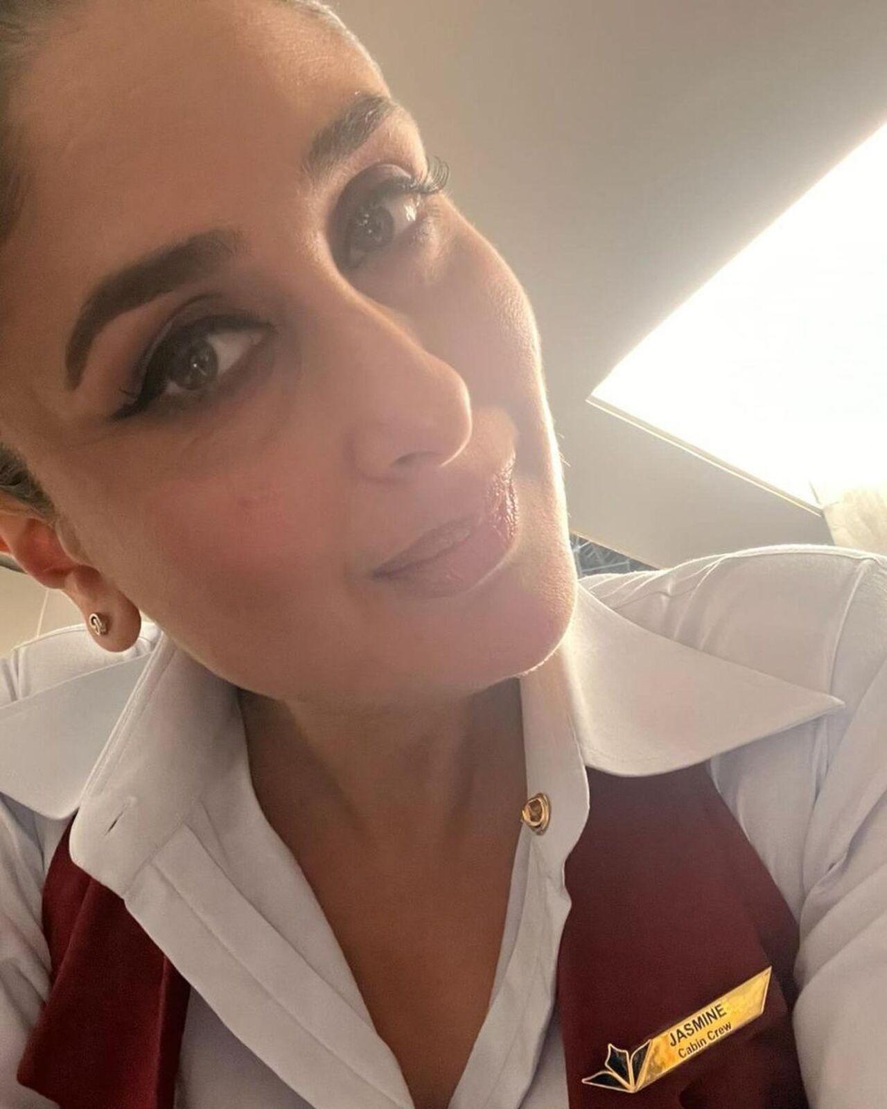 Bebo also shared a picture that shows her name tag ‘Jasmine’ as a cabin crew member. 