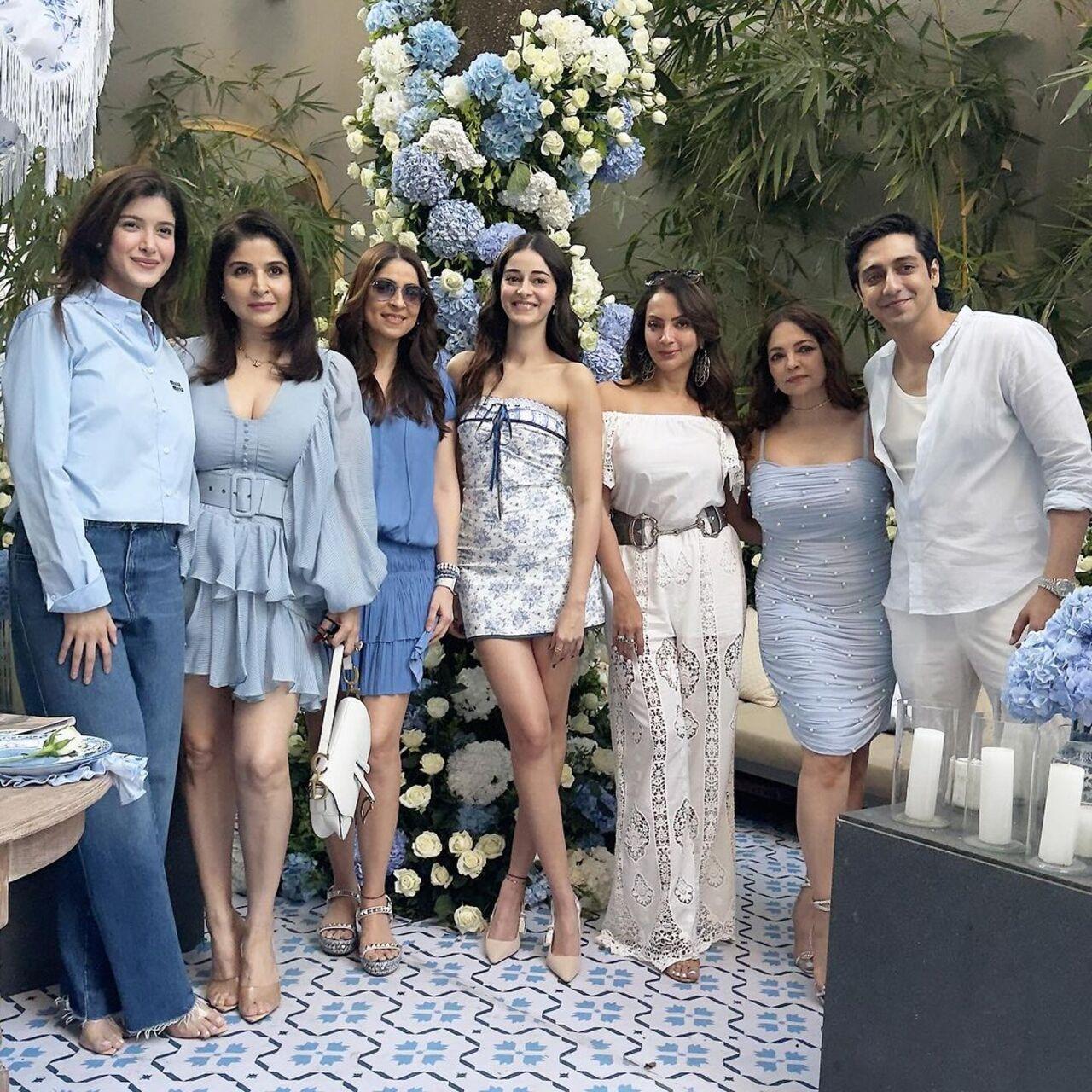 Alanna’s family members including cousin Ananya Panday wore stunning blue outfits. 