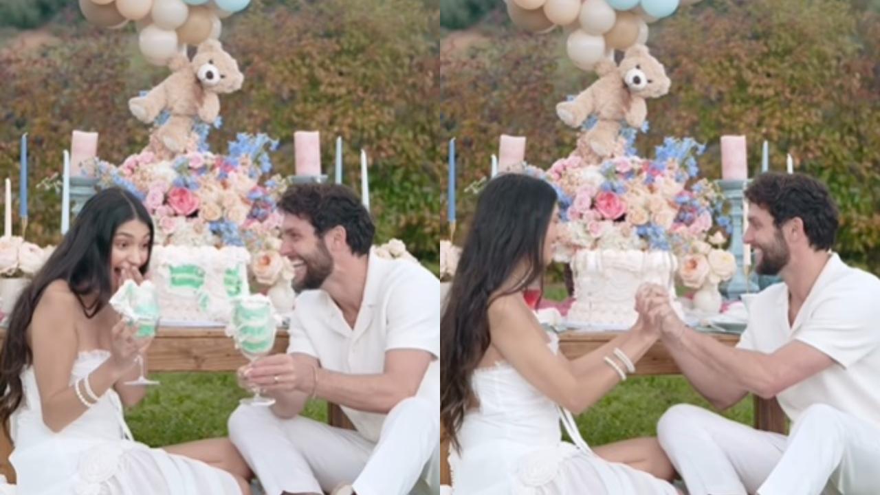 It's a boy! Alanna Panday and Ivor McCray reveal their baby's gender with a cake - watch video