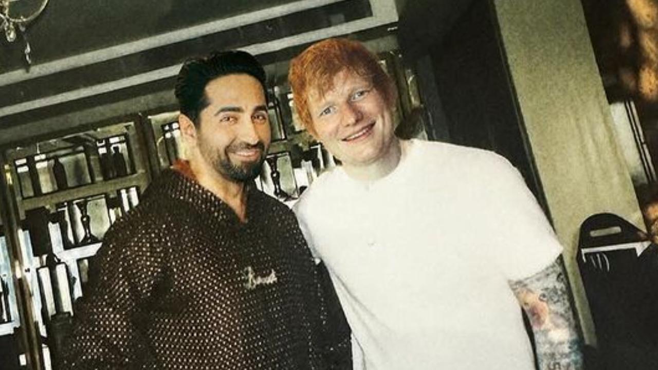 Ayushmann Khurrana treats Ed Sheeran to his mother's 'pinni' during Mumbai visit