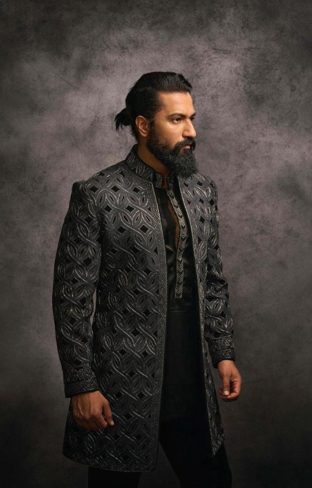 Vicky Kaushal opted for a classy black kurta paired with a grey jacket for the second day of pre-wedding festivities of Anant Ambani and Radhika Merchant