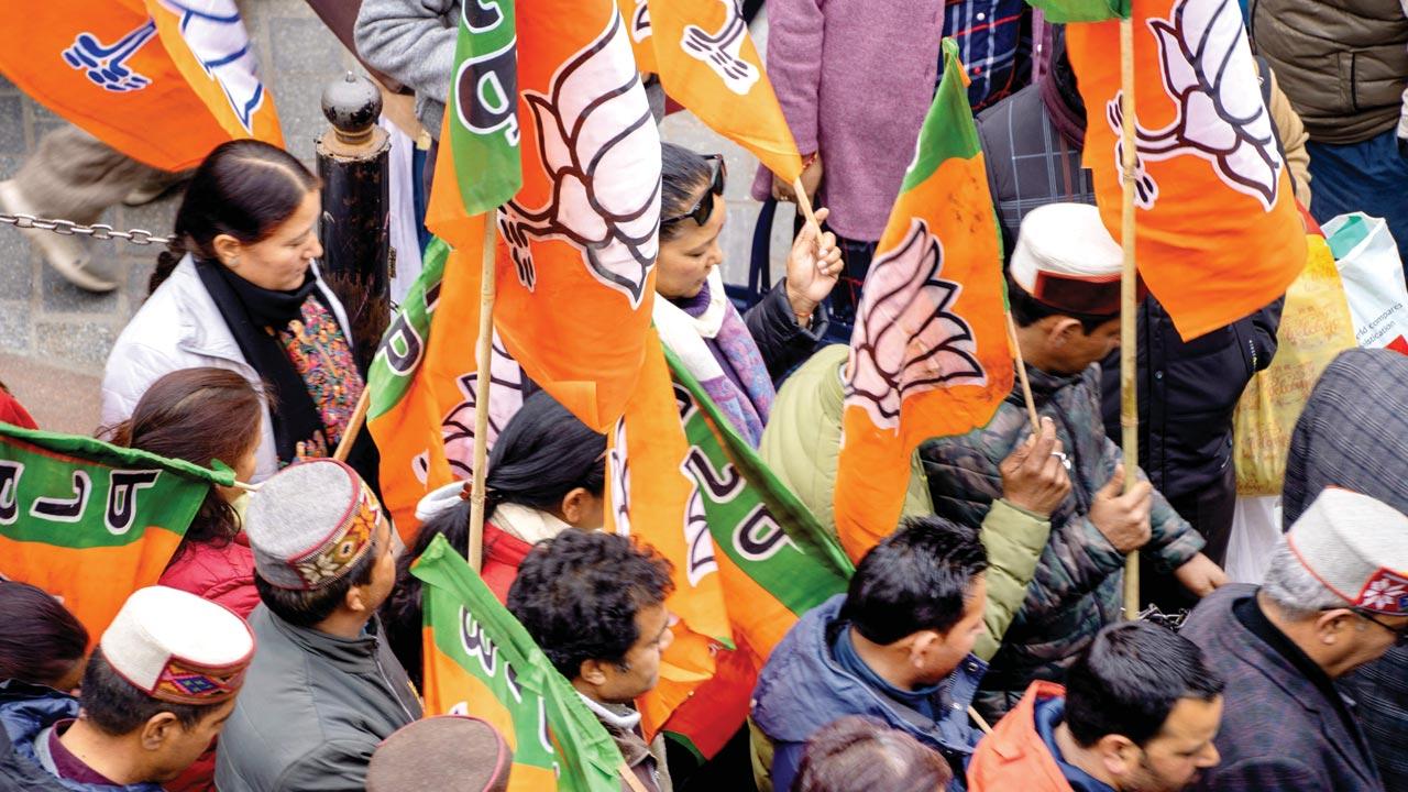 BJP supporters celebrating. File pic