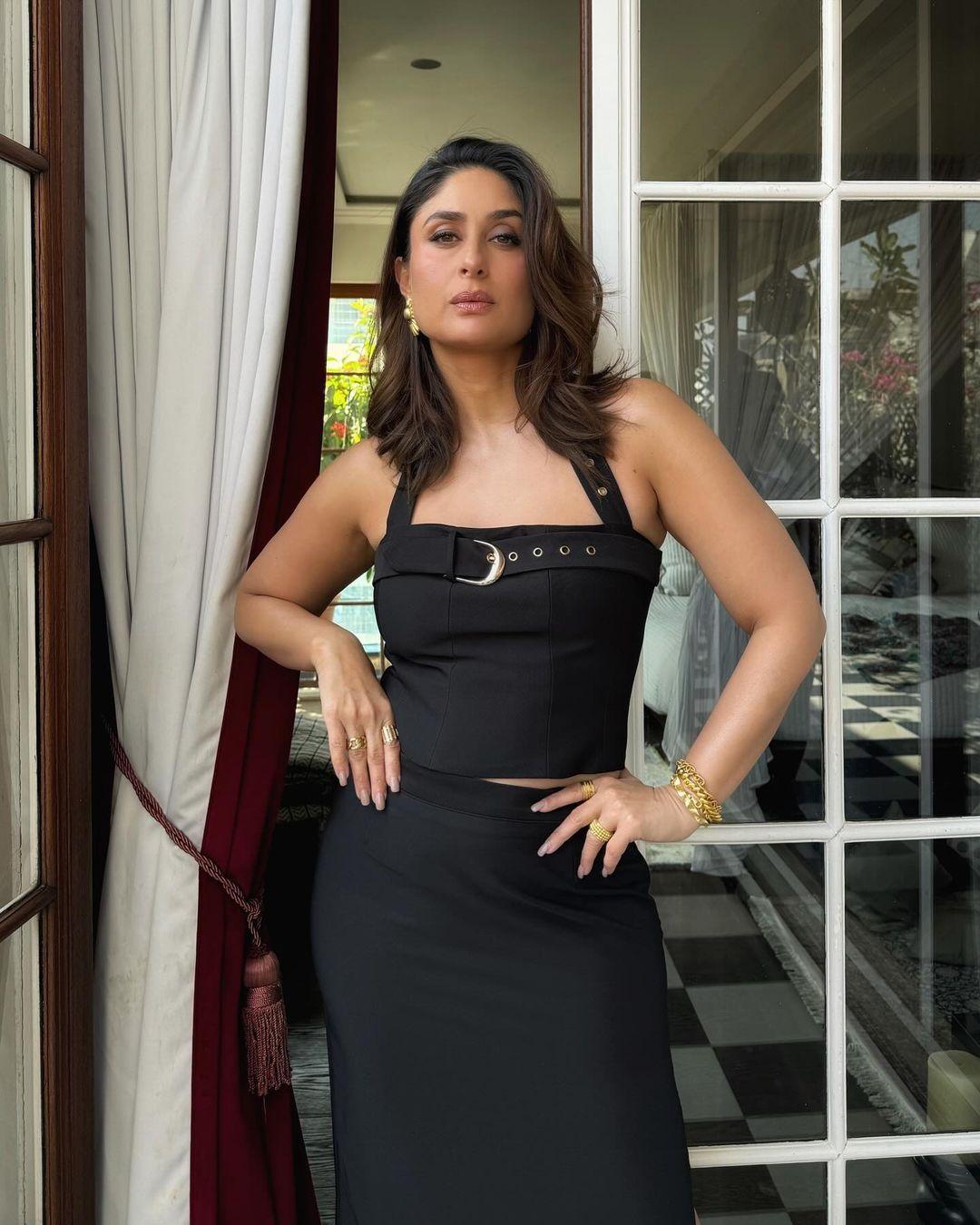 The actress's top features a belt design which gives Bebo a bossy look
