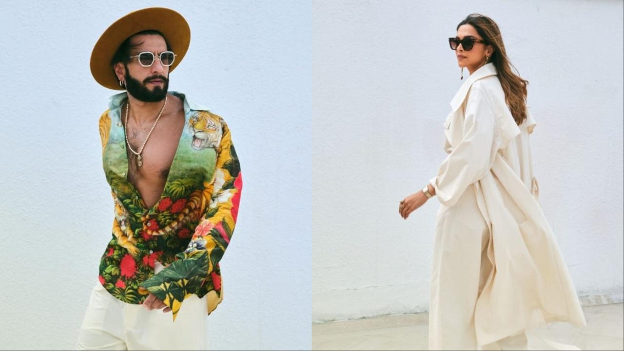 Soon-to-be-parents Ranveer Singh and Deepika Padukone opted for chic and cool ensembles. While the Pathan actress opted for an all-white boss-lady ensemble, husband and actor Ranveer Singh looked super hot in his jungle-themed printed shirt and white pants. The hat that he paired to complete the look elevated the whole outfit.  