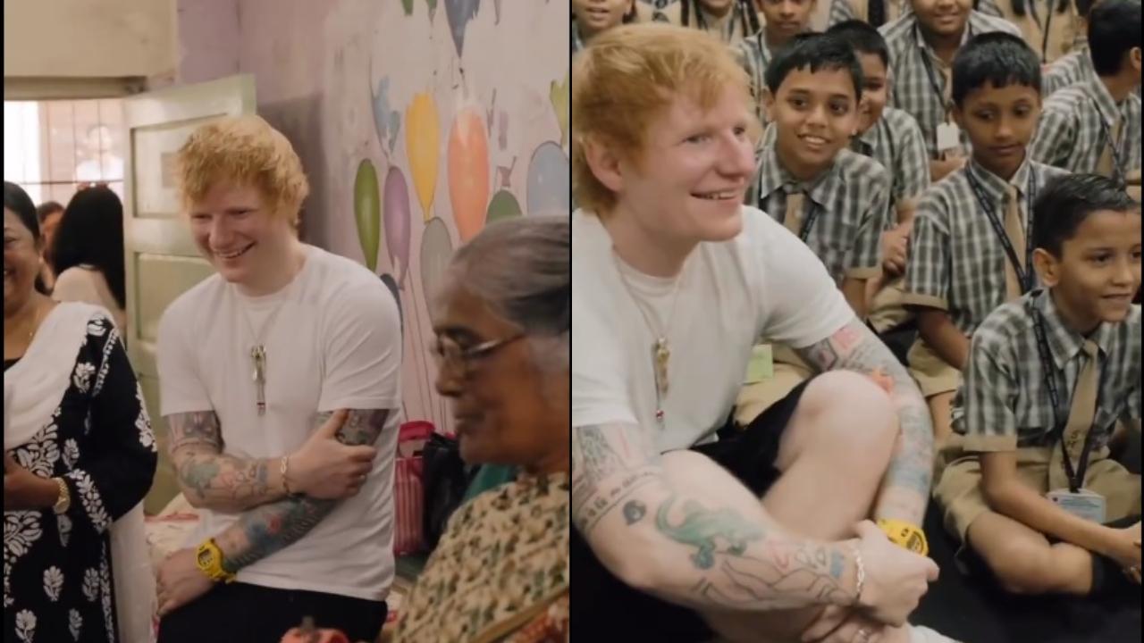 Ed Sheeran turns audience as Mumbai school children perform for him during his visit