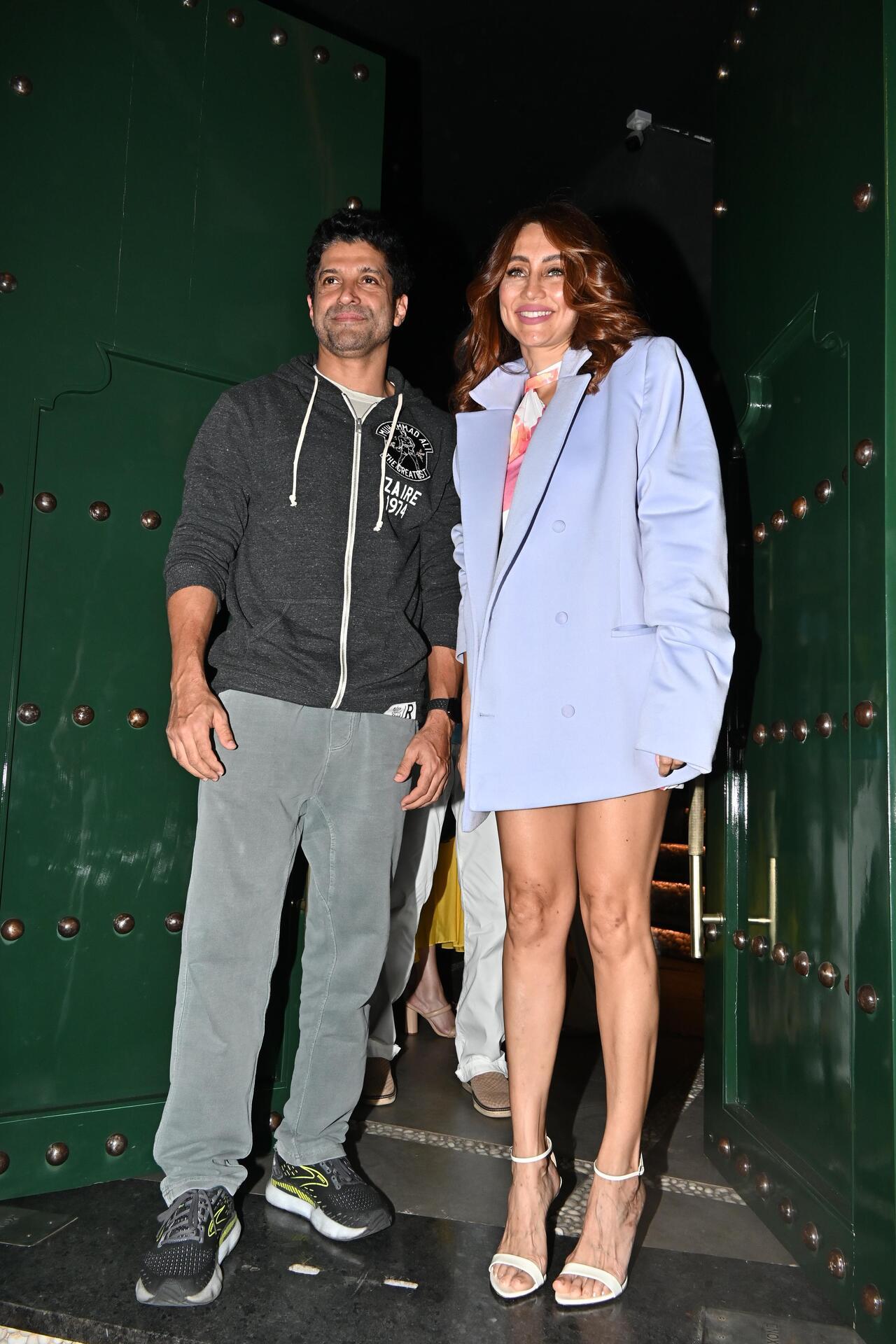 Actor-filmmaker Farhan Akhtar arrived with sister-in-law Anusha Dandekar. 