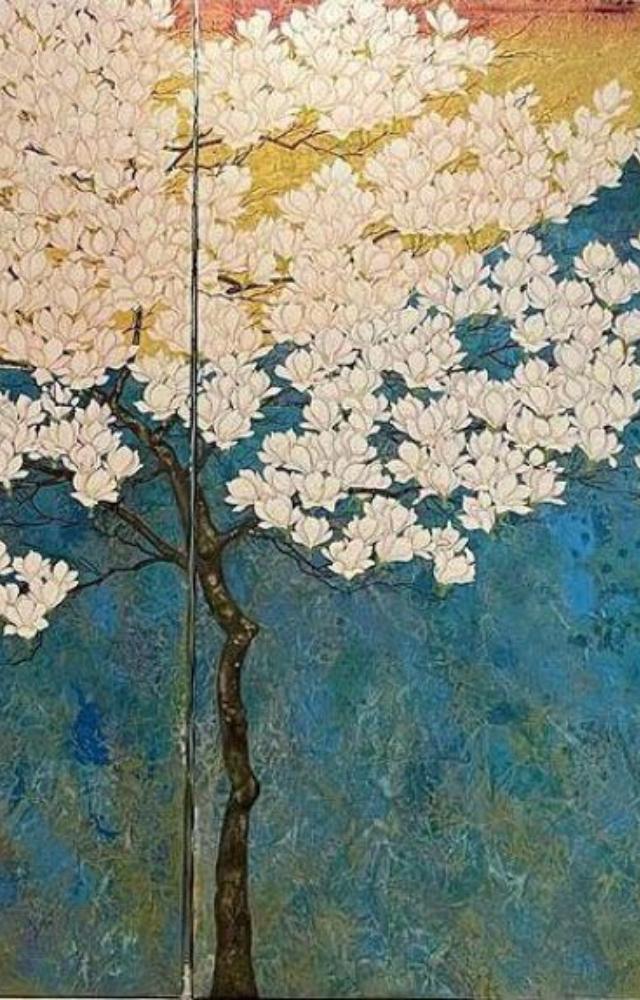 Her art explores the theme of life`s essence intertwined with the natural world