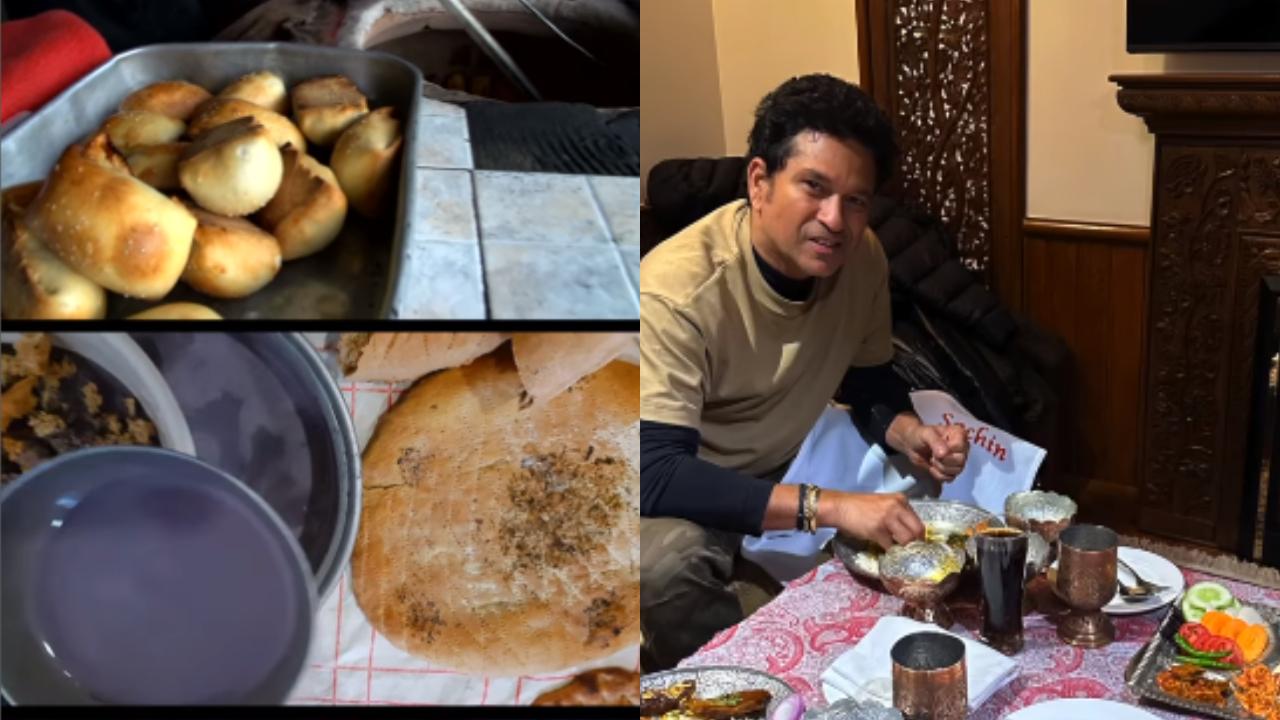 In a video posted by Tendulkar, he is seen enjoying Kasmir local food