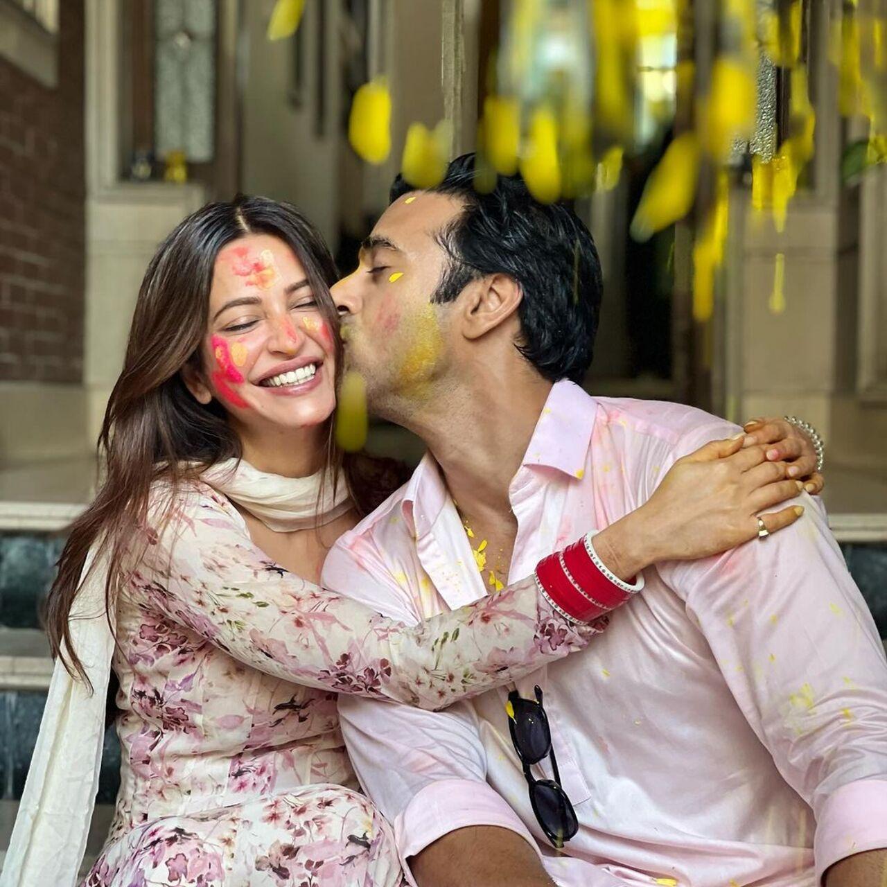 Newly-married couple Pulkit Samrat and Kriti Kharbanda marked their first festival with lots of love