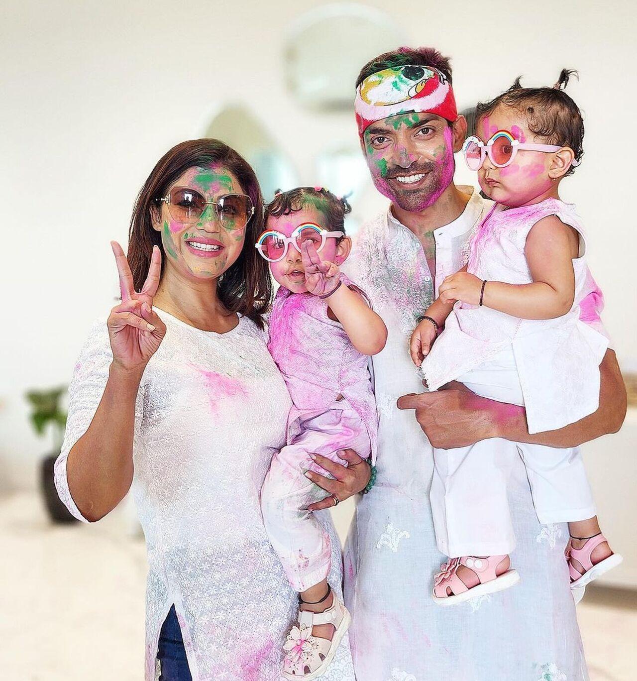 Debina Bonnerjee and Gurmeet Choudhary bring in the festival of colours with their little daughters